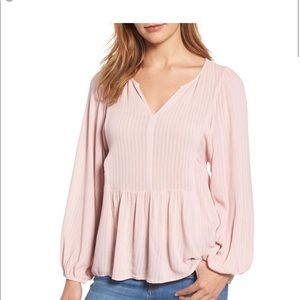 Women's Pink Shirred Gauze Blouse